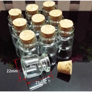 150 X Tiny Clear Glass Cork lid Glass Bottles Empty Vials 22x25 mm 4ml Bottles   222464861217